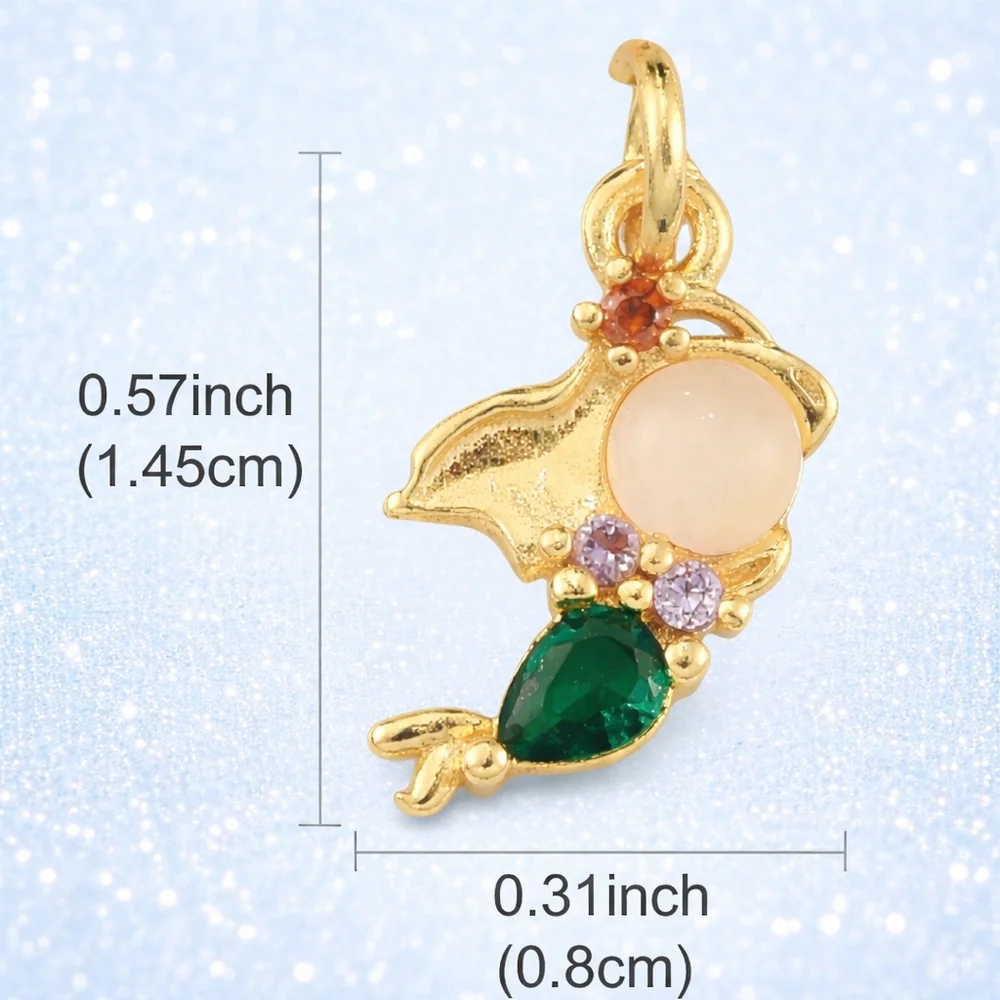 Mermaid Earrings 18K Gold Plated Colorful CZ Dangle Green Drop Dainty Elegant